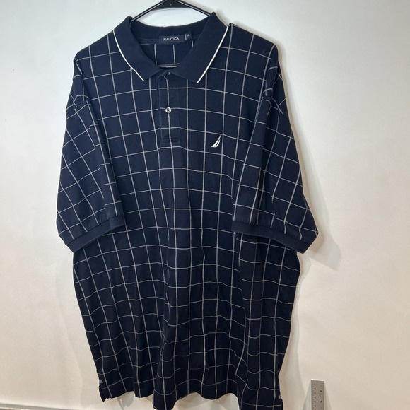 Nautica Other - Nautica Navy/White Plaid Mens Cotton Polo Shirt Size XXL